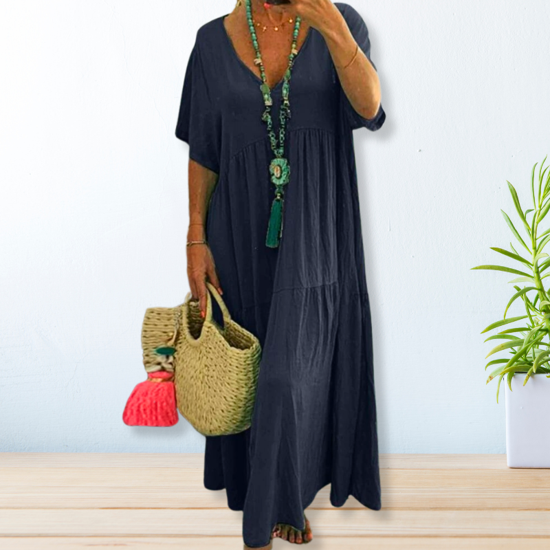 Women's Draped Dress with Flowing Design and Versatile Style
