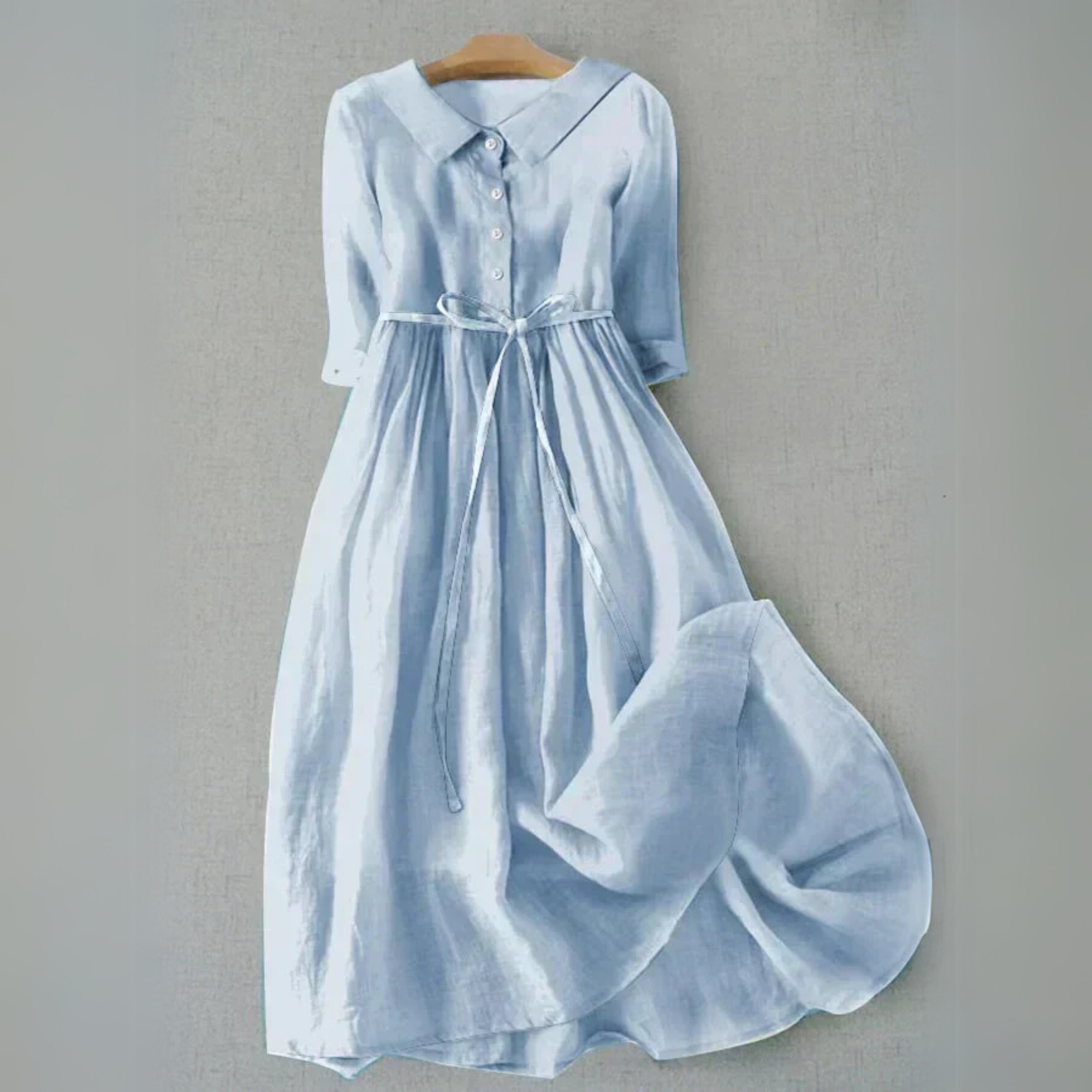 Women's Casual Dress with Short Sleeves and A-Line Cut