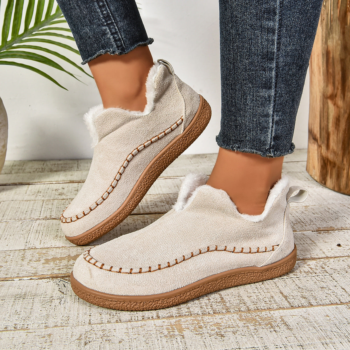 Sab™ | Warm Fur Lined Slip-On Ankle Boots with Anti-slip Thick Sole