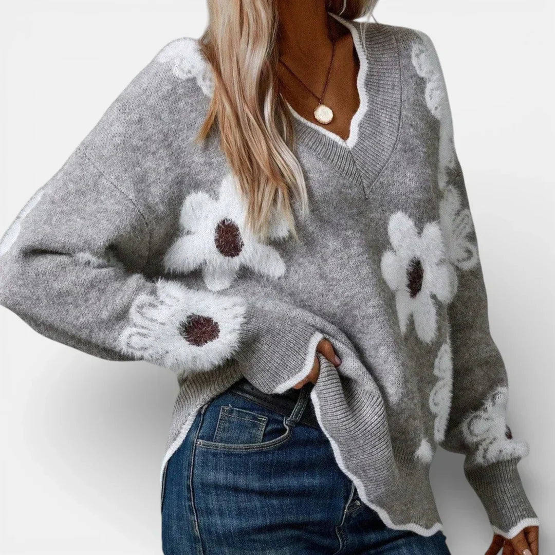 Angeline™ | Elegant Floral Print Sweater
