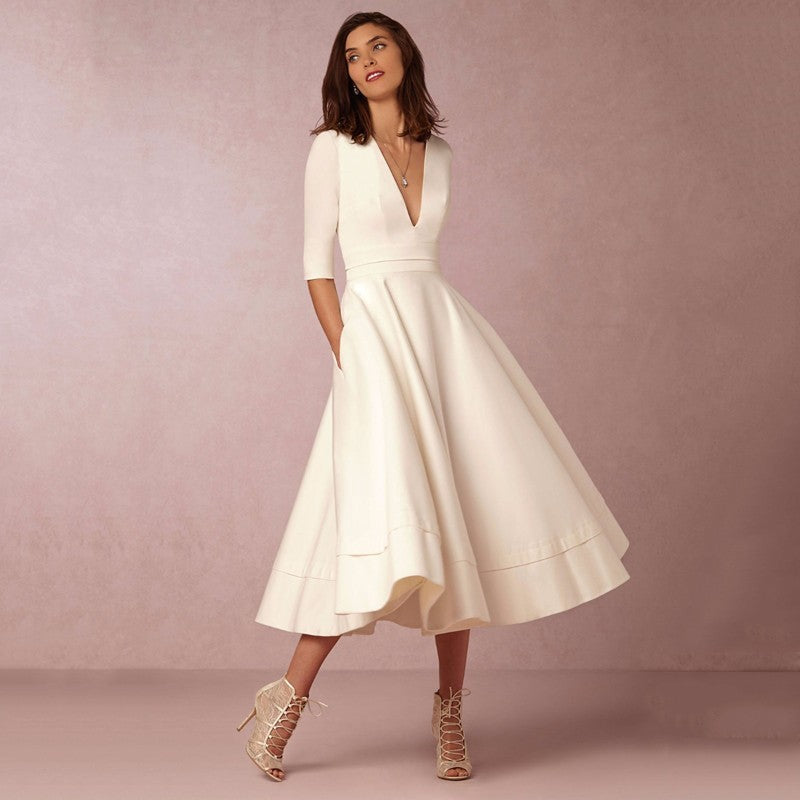 Women’s A-Line V-Neck Dress | Midi