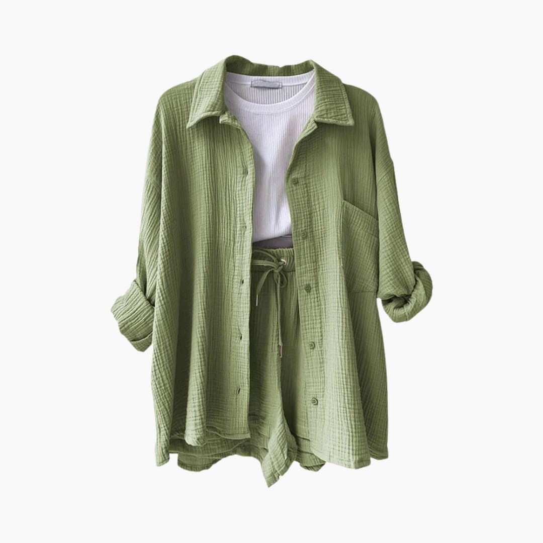 Women's Casual Two-Piece Set with Lightweight Fabric and Relaxed Fit