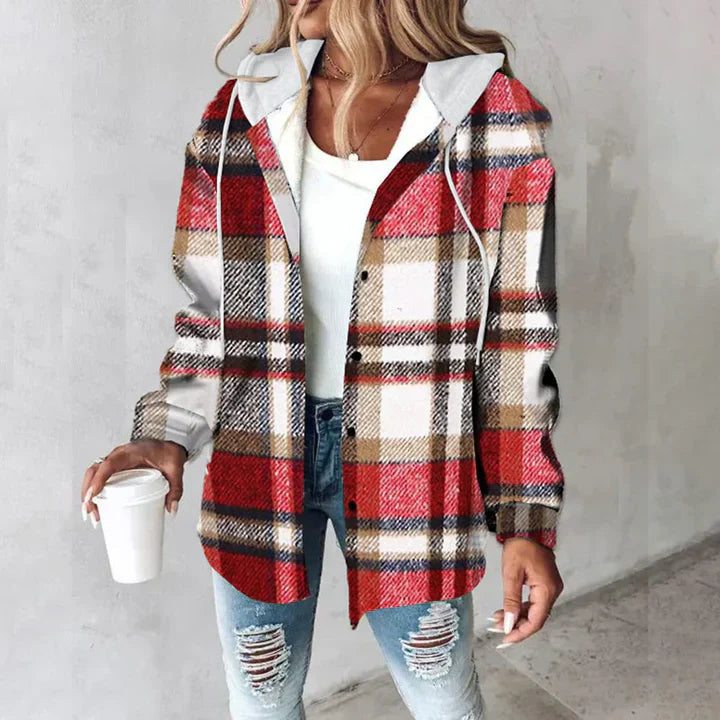 Women's Checkered Lined Cardigan with Soft Fabric and Cozy Fit