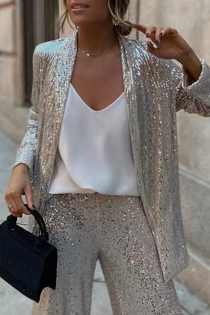 Women’s Sequin Blazer and Trousers Set | Two-Piece