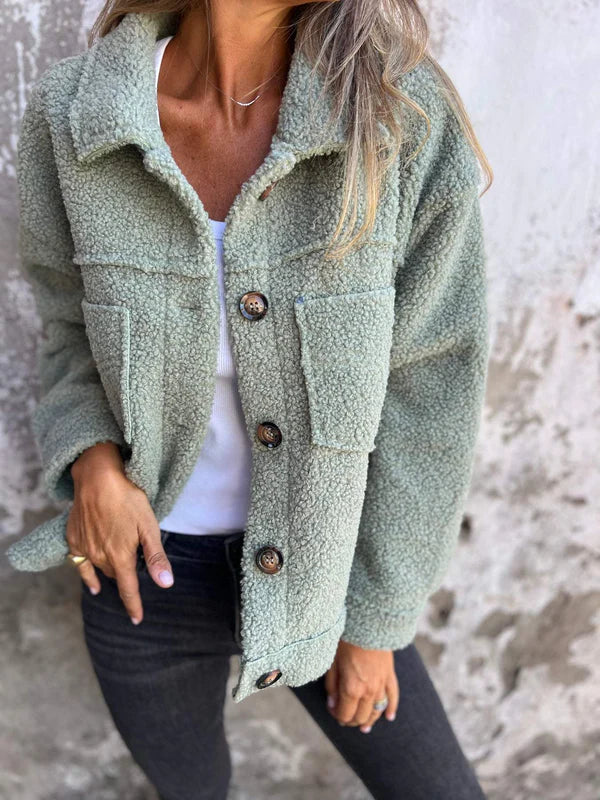 Women's Lapel Collar Jacket with Tailored Fit and Versatile Style