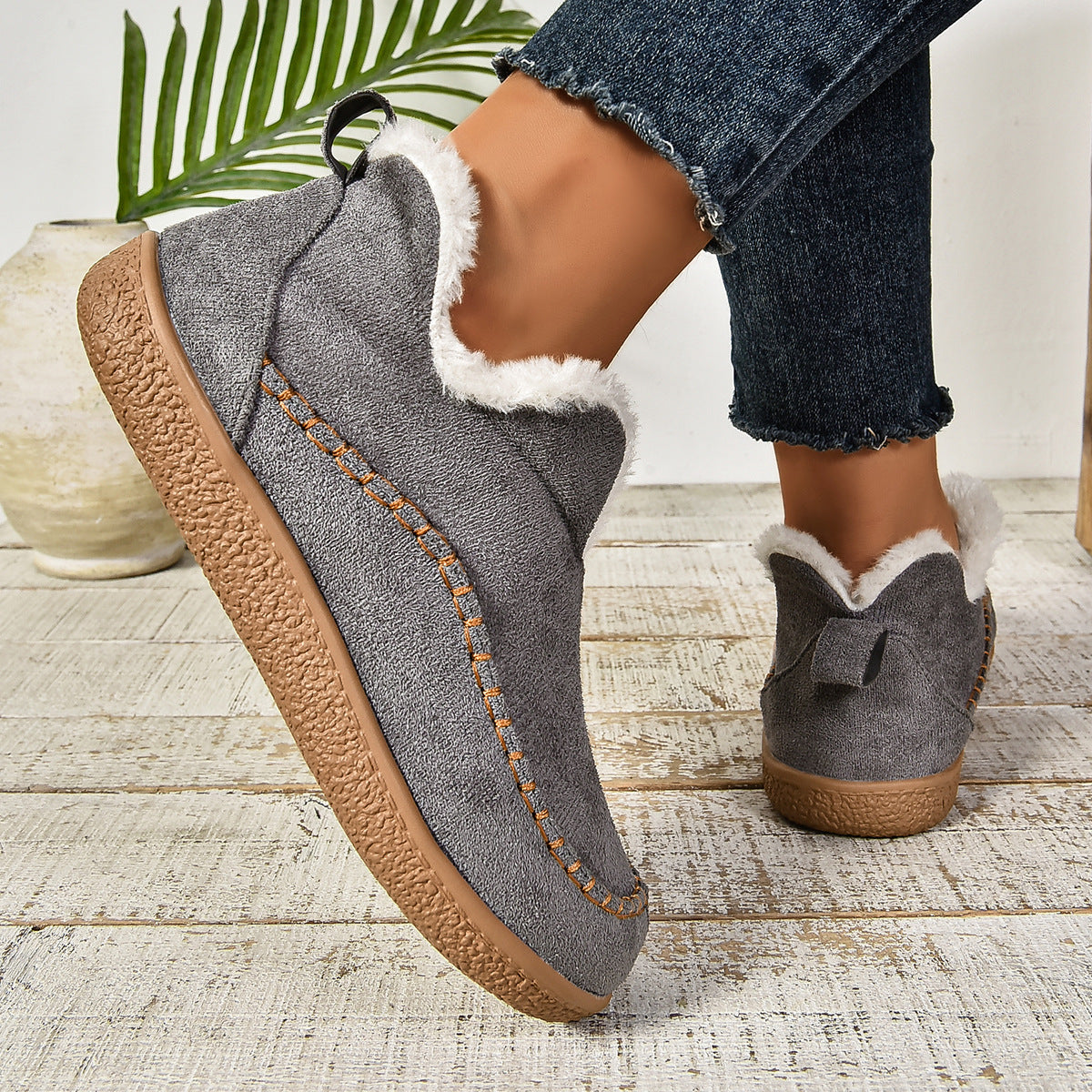Sab™ | Warm Fur Lined Slip-On Ankle Boots with Anti-slip Thick Sole