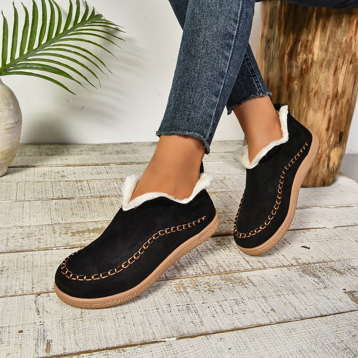 Sab™ | Warm Fur Lined Slip-On Ankle Boots with Anti-slip Thick Sole