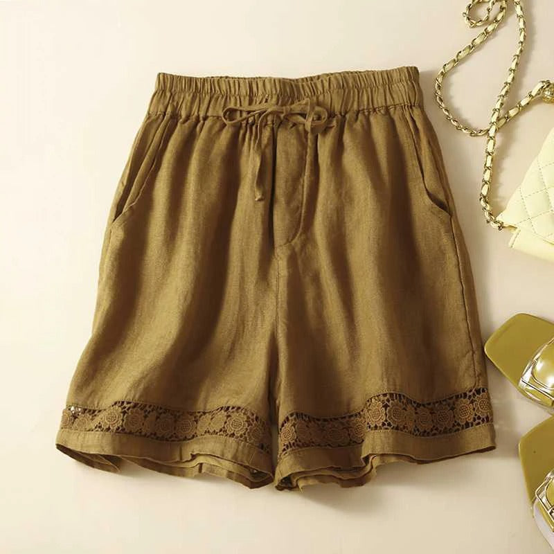 Women's Floral Shorts with Elastic Waist and Lightweight Fabric
