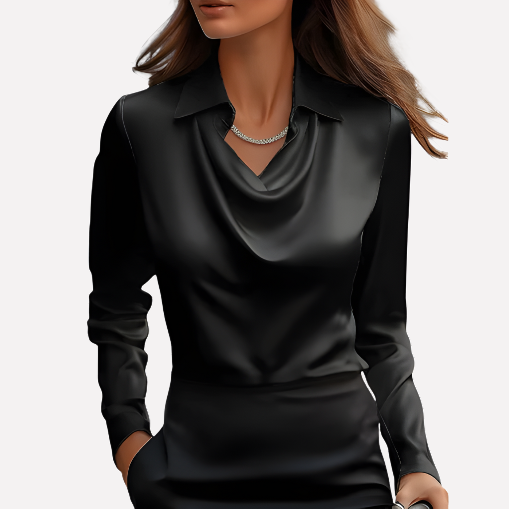 Women’s Draped Collar Blouse | Long Sleeve