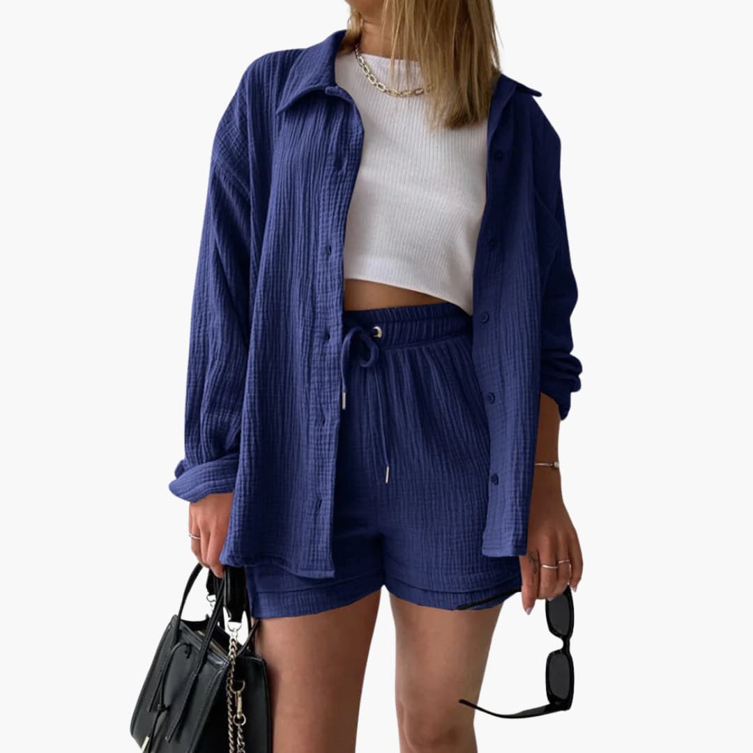 Women's Casual Two-Piece Set with Lightweight Fabric and Relaxed Fit