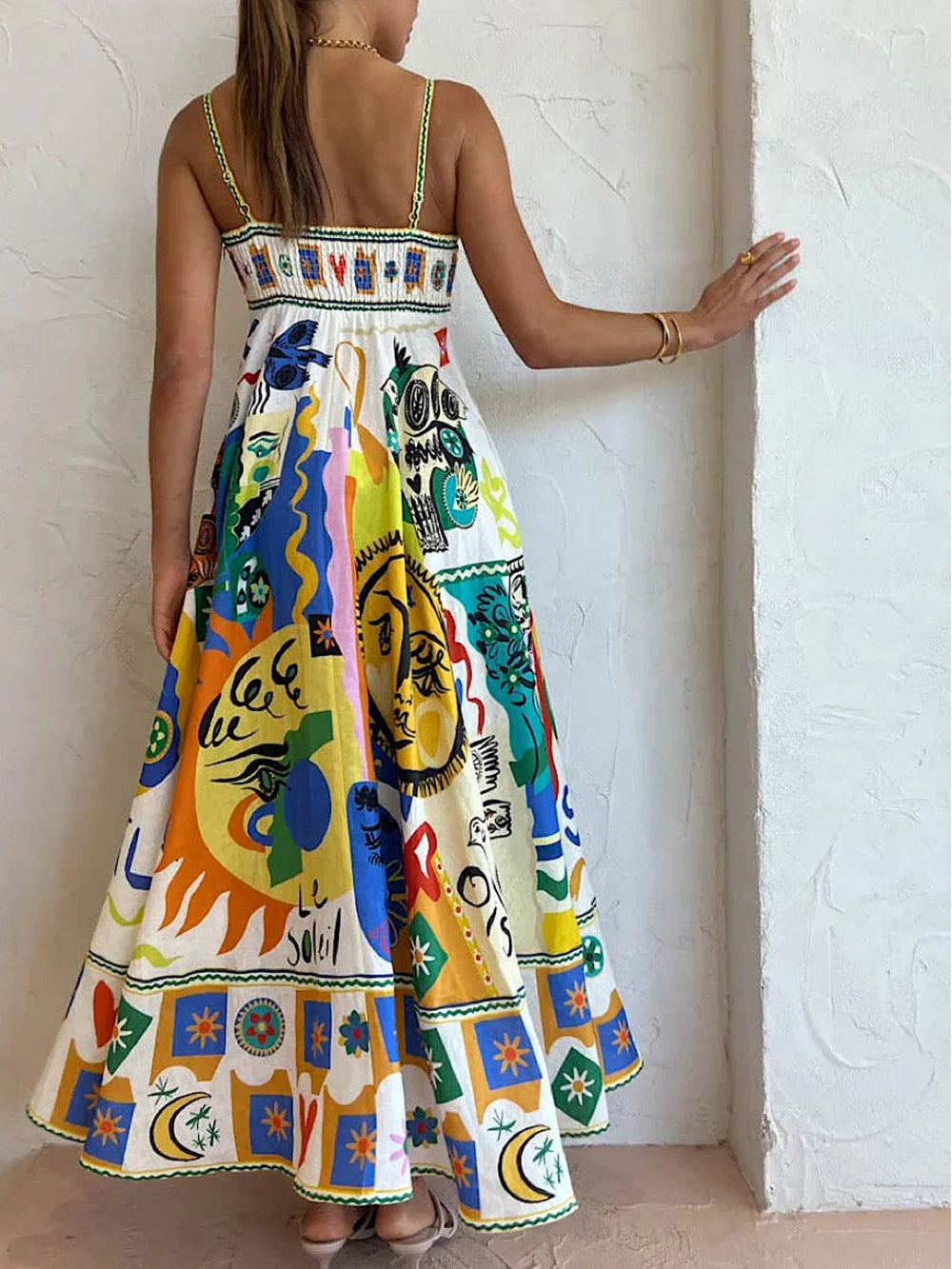 Women’s Geometric Print Slip Dress | Midi
