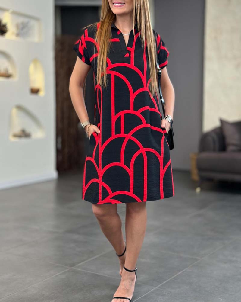 Women's Short Sleeve Dress with Relaxed Fit and Versatile Style