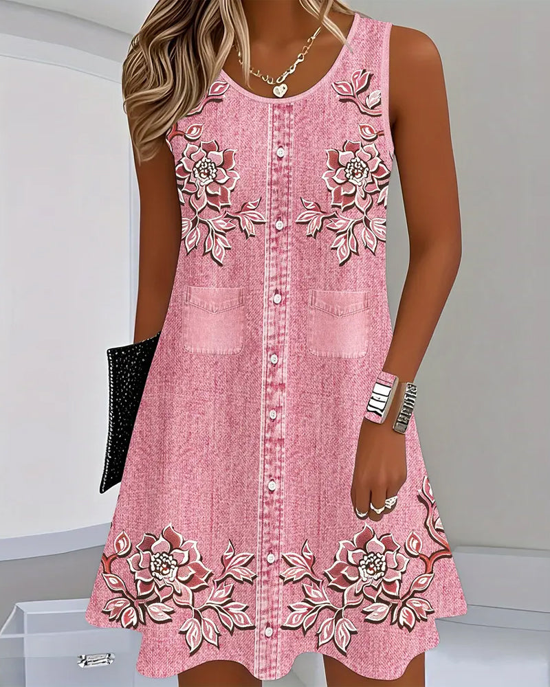 Women's Sleeveless Dress with Flowy Design and Versatile Style