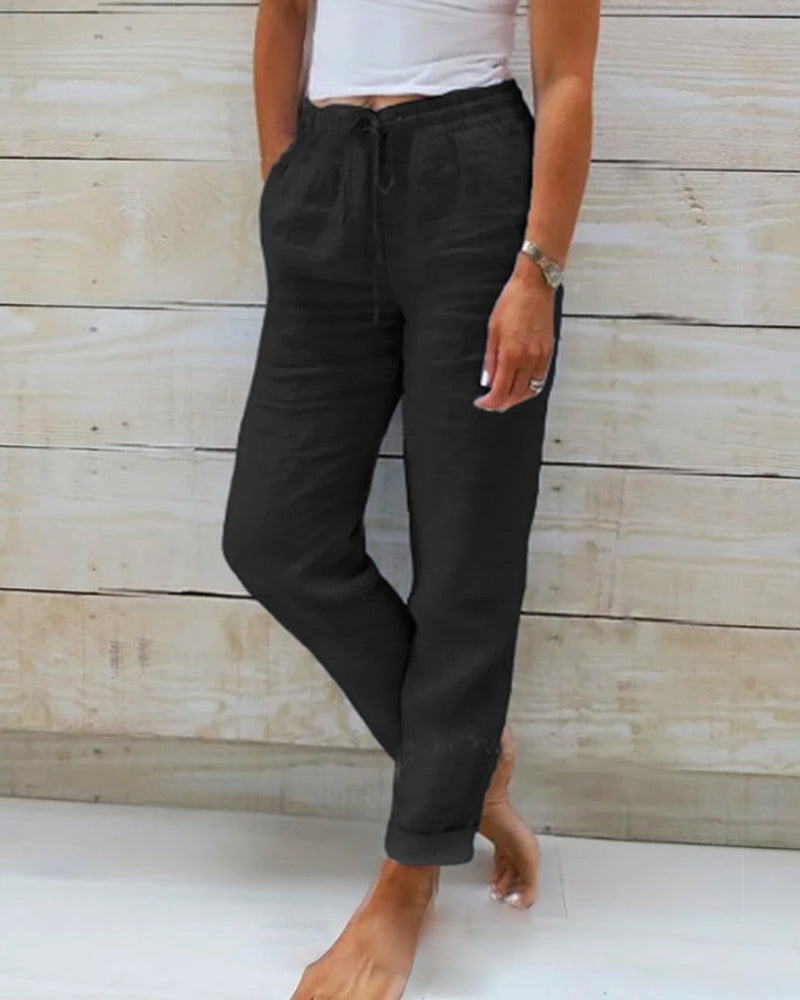 Women’s Light Blue Drawstring Trousers | Long