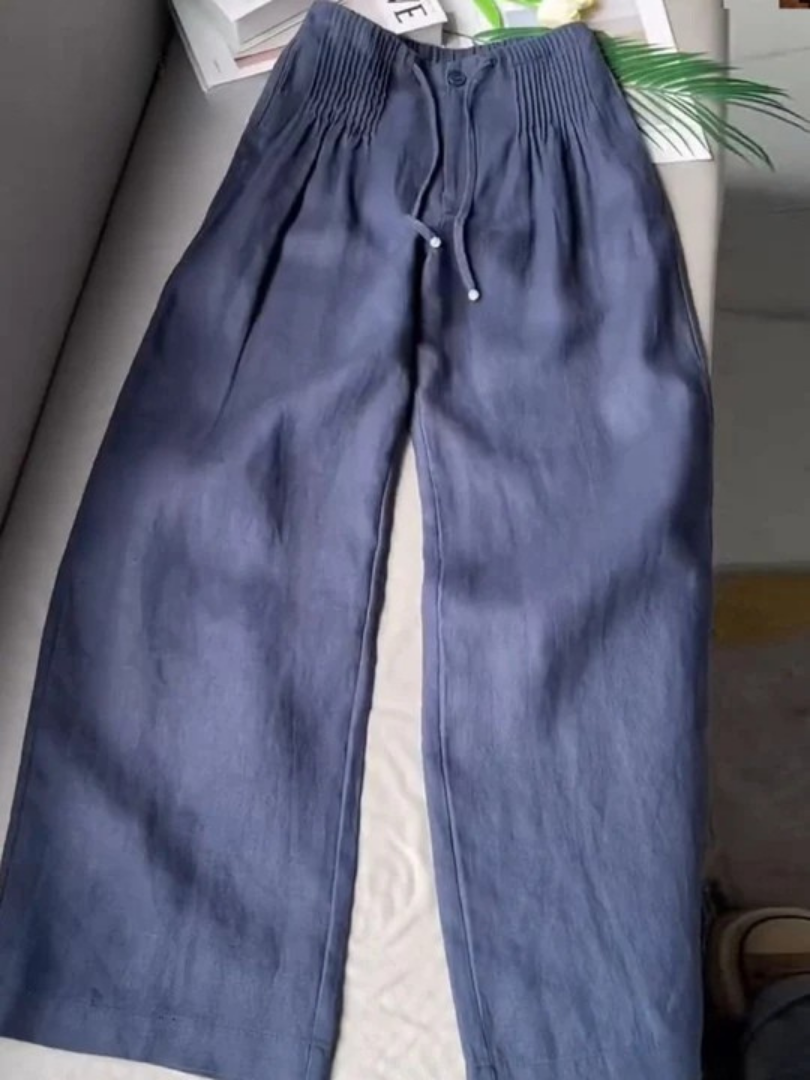 Women's Wide-Leg Trousers with Elastic Waist and Lightweight Fabric