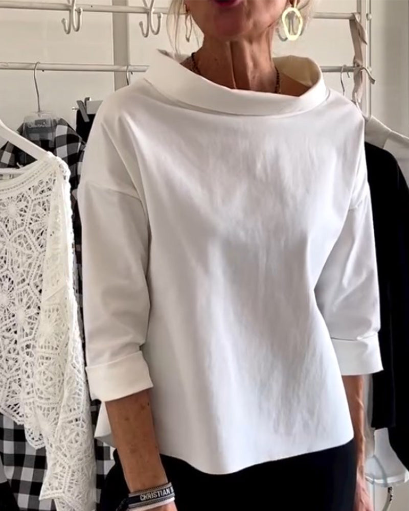 Women’s Long Sleeve Top | Waterfall Neckline