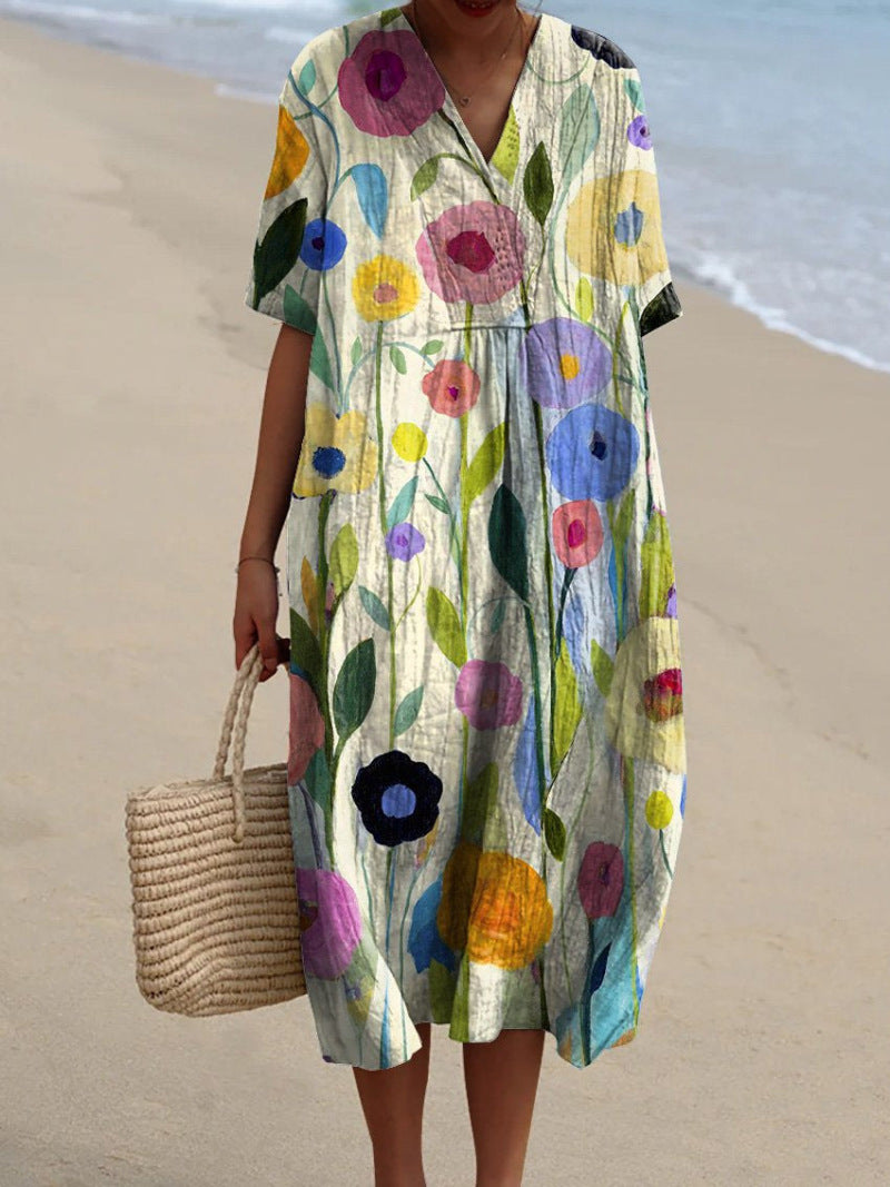 Women’s Colorful Floral Dress | Midi
