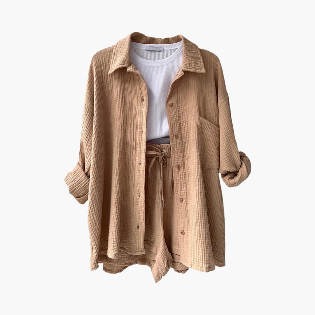 Women's Casual Two-Piece Set with Lightweight Fabric and Relaxed Fit