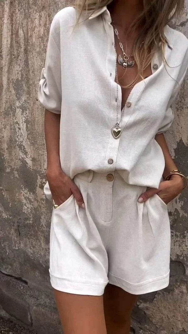 Women's Summer Shorts and Top Set with Breathable Fabric and Relaxed Fit