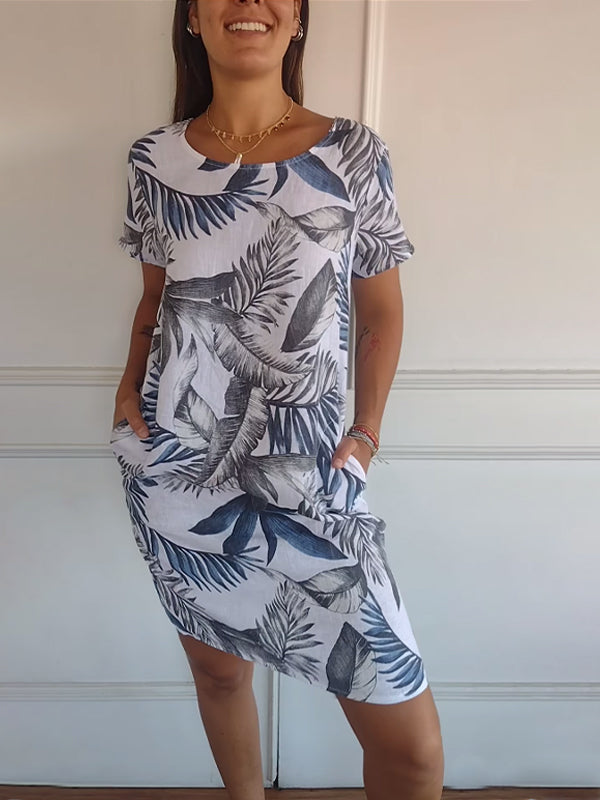 Women's Round Neck Dress with Soft Fabric and Relaxed Fit
