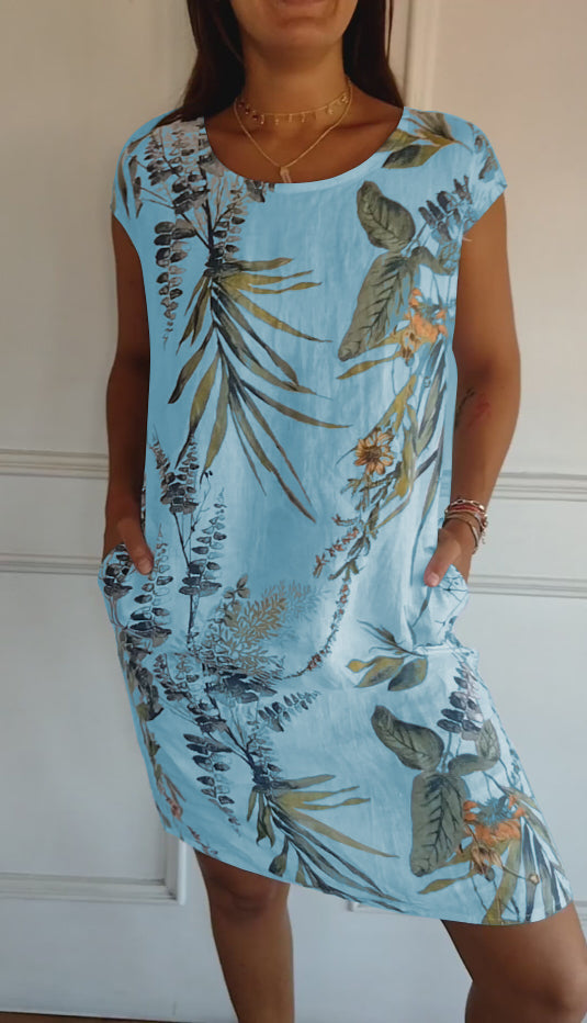 Women's Round Neck Dress with Soft Fabric and Relaxed Fit