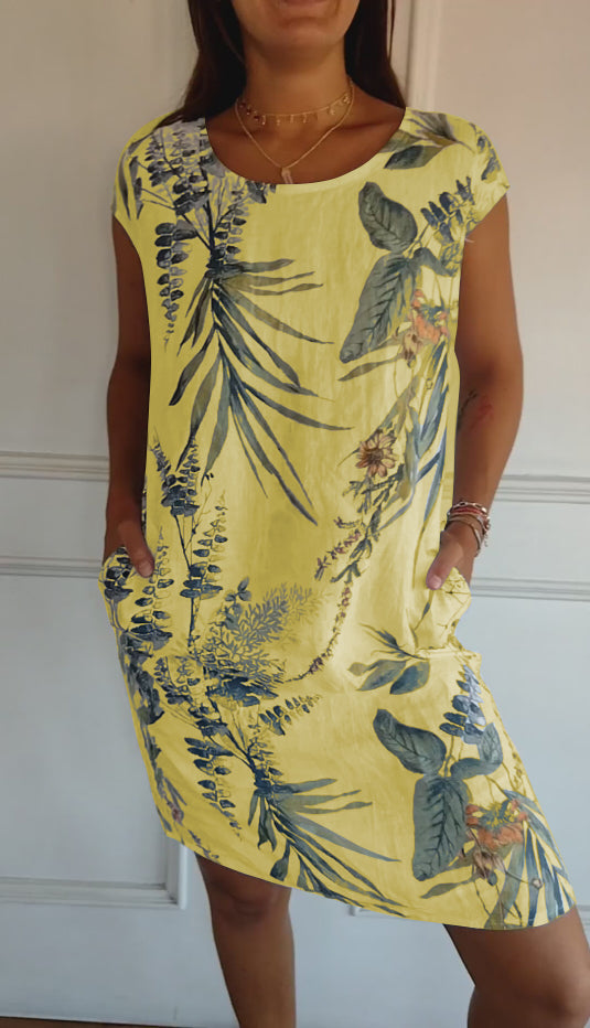 Women's Round Neck Dress with Soft Fabric and Relaxed Fit