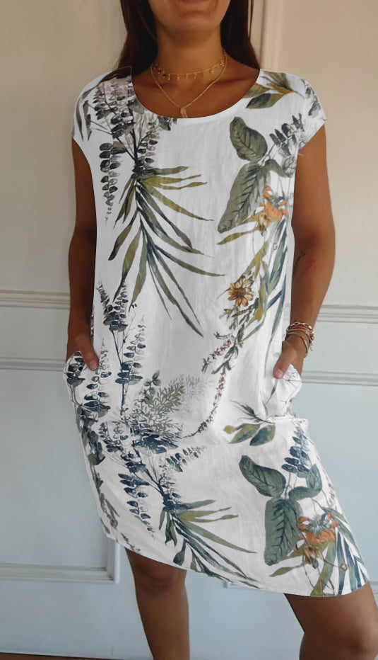 Women's Round Neck Dress with Soft Fabric and Relaxed Fit