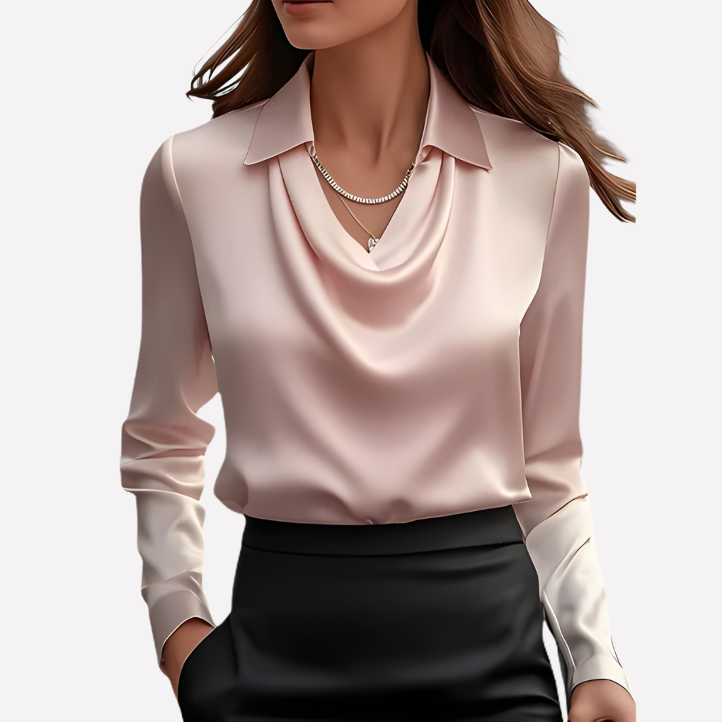 Women’s Draped Collar Blouse | Long Sleeve