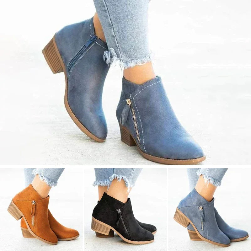 Women’s Ankle Boots | Zipper Block Heel Design