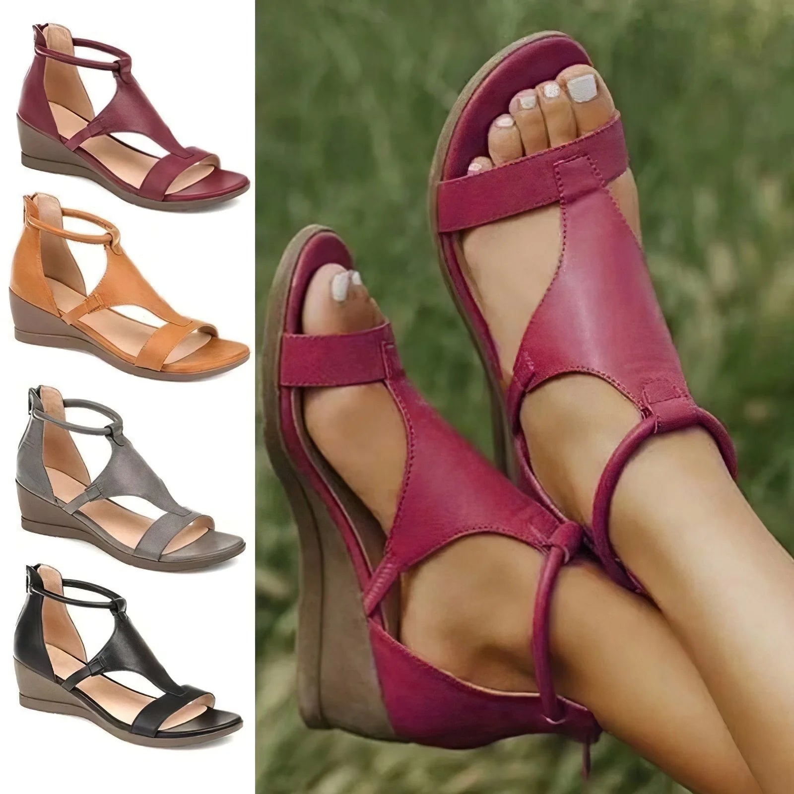 Women’s Open Wedge Sandals | Black Style
