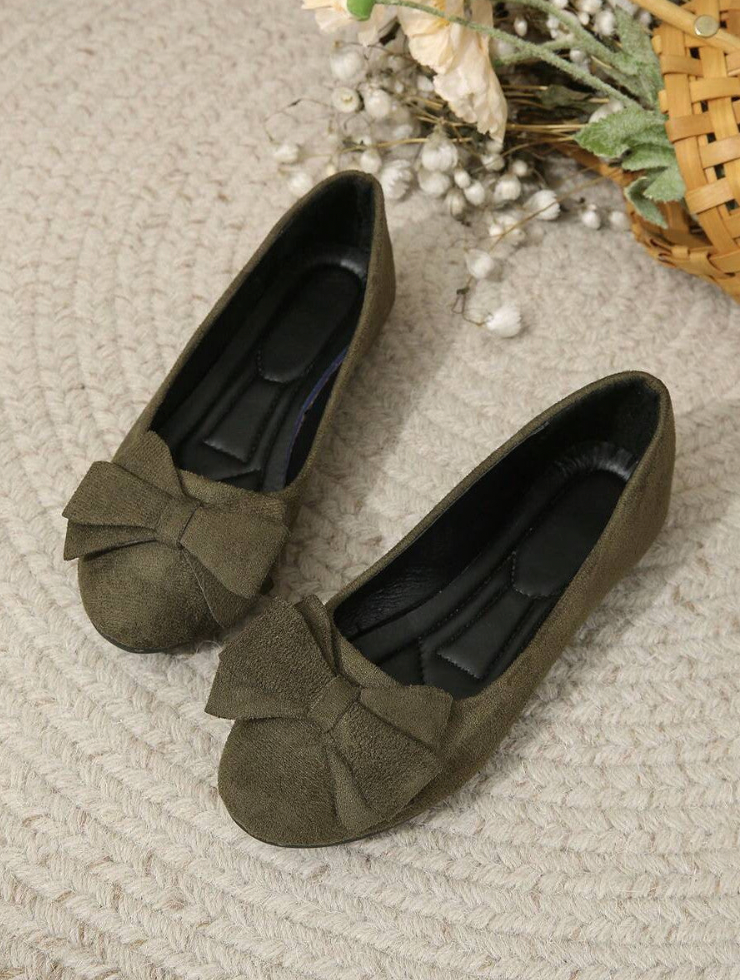 Women’s Flat Shoes | Bow Design Green