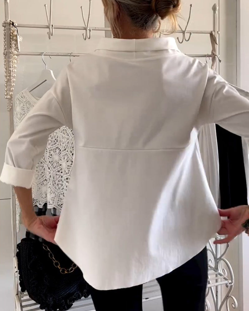 Women’s Long Sleeve Top | Waterfall Neckline