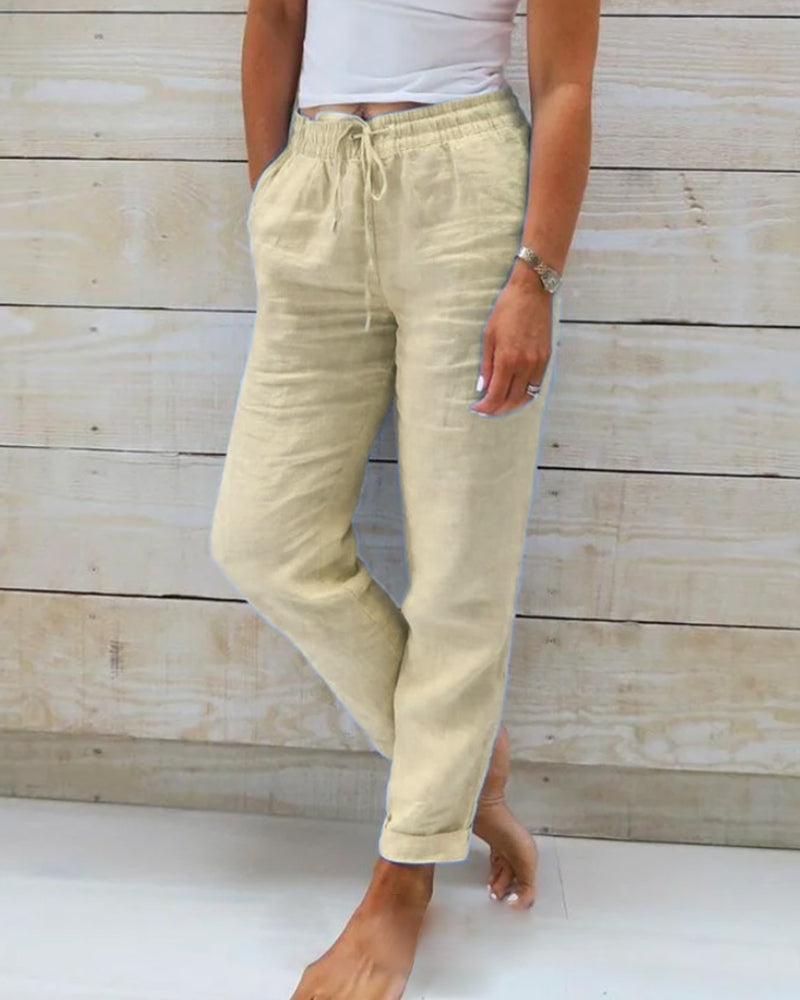 Women’s Light Blue Drawstring Trousers | Long