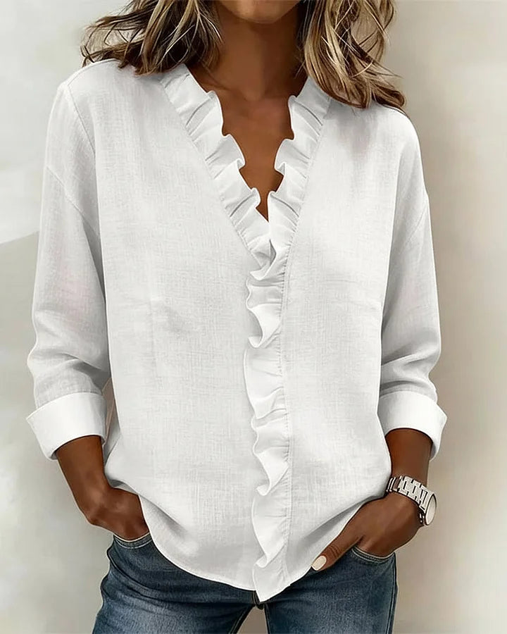 Indie | Blouse with Ruffles and Long Sleeves