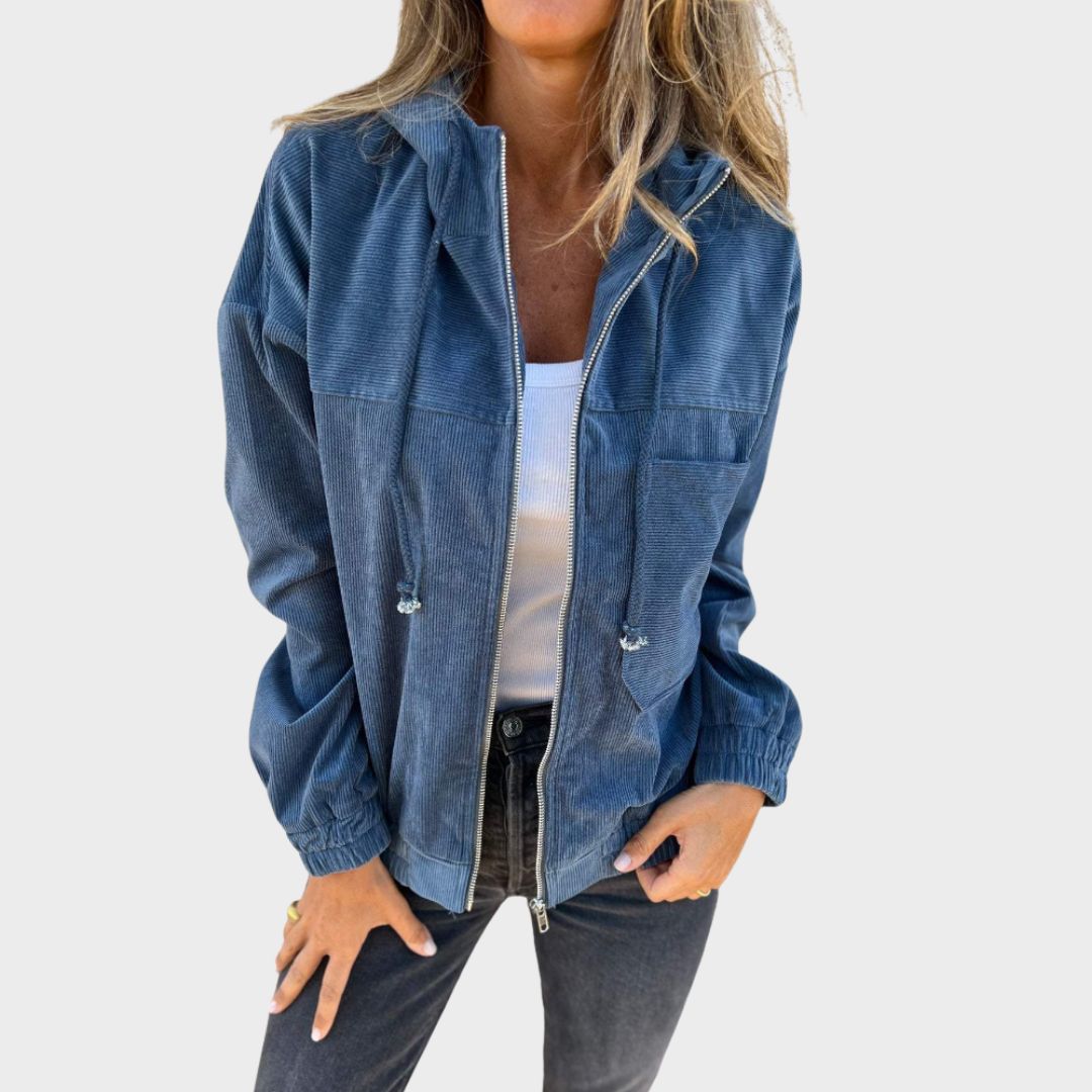 Women's Corduroy Cardigan with Button Closure and Long Sleeves