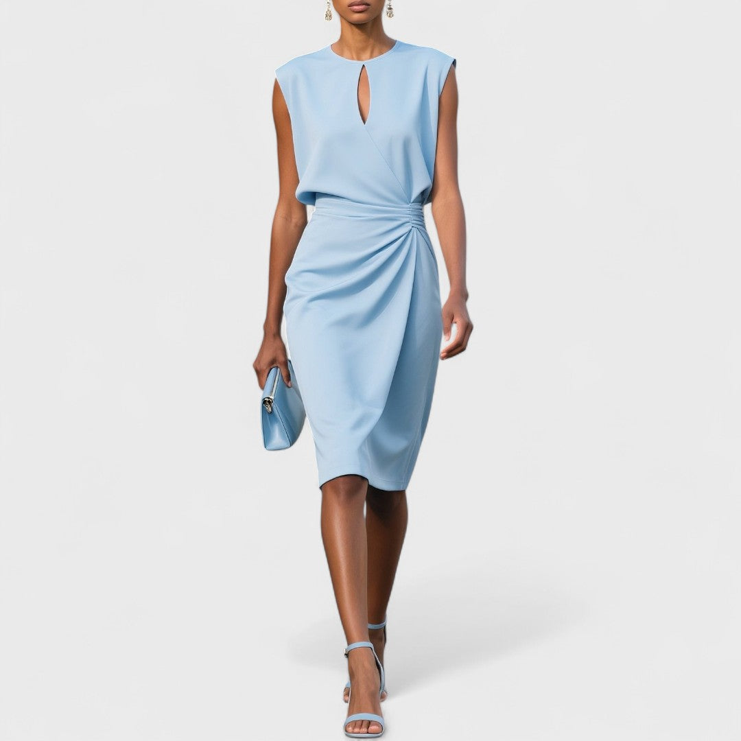 Women's Midi Dress with Side Slit and Fitted Design