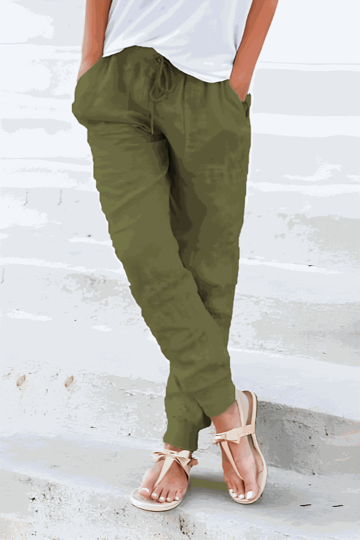 Women's Jogger Trousers with Drawstring Waist and Elastic Cuffs