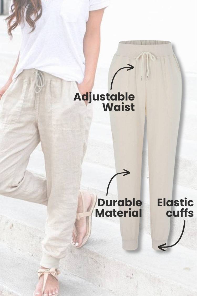 Women's Jogger Trousers with Drawstring Waist and Elastic Cuffs