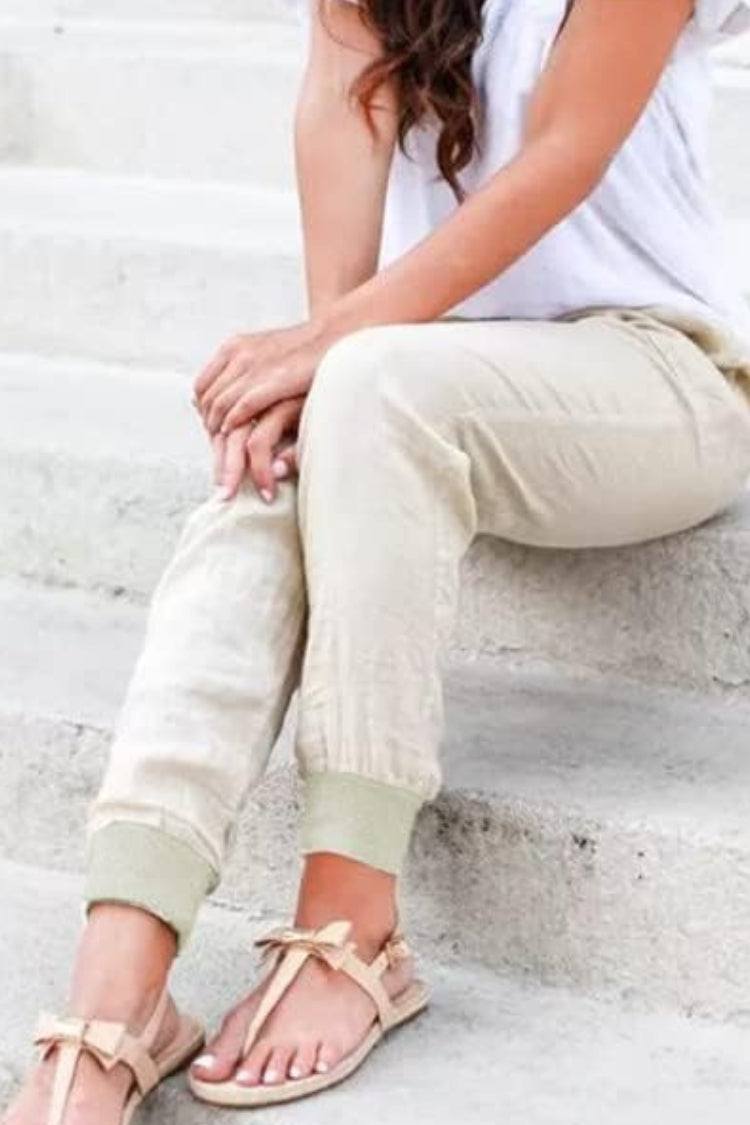 Women's Jogger Trousers with Drawstring Waist and Elastic Cuffs