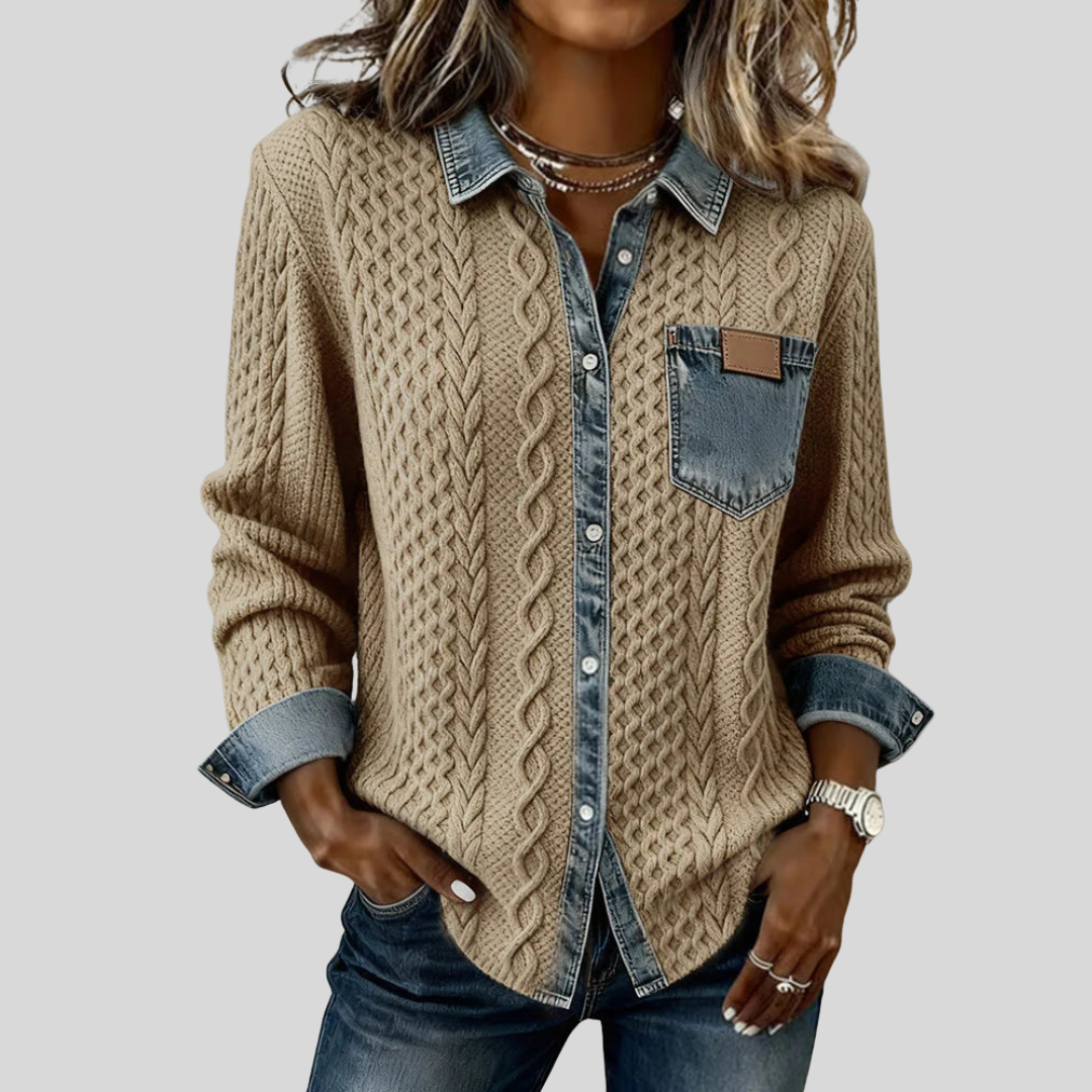 Simone™ | Denim Patchwork Shirt