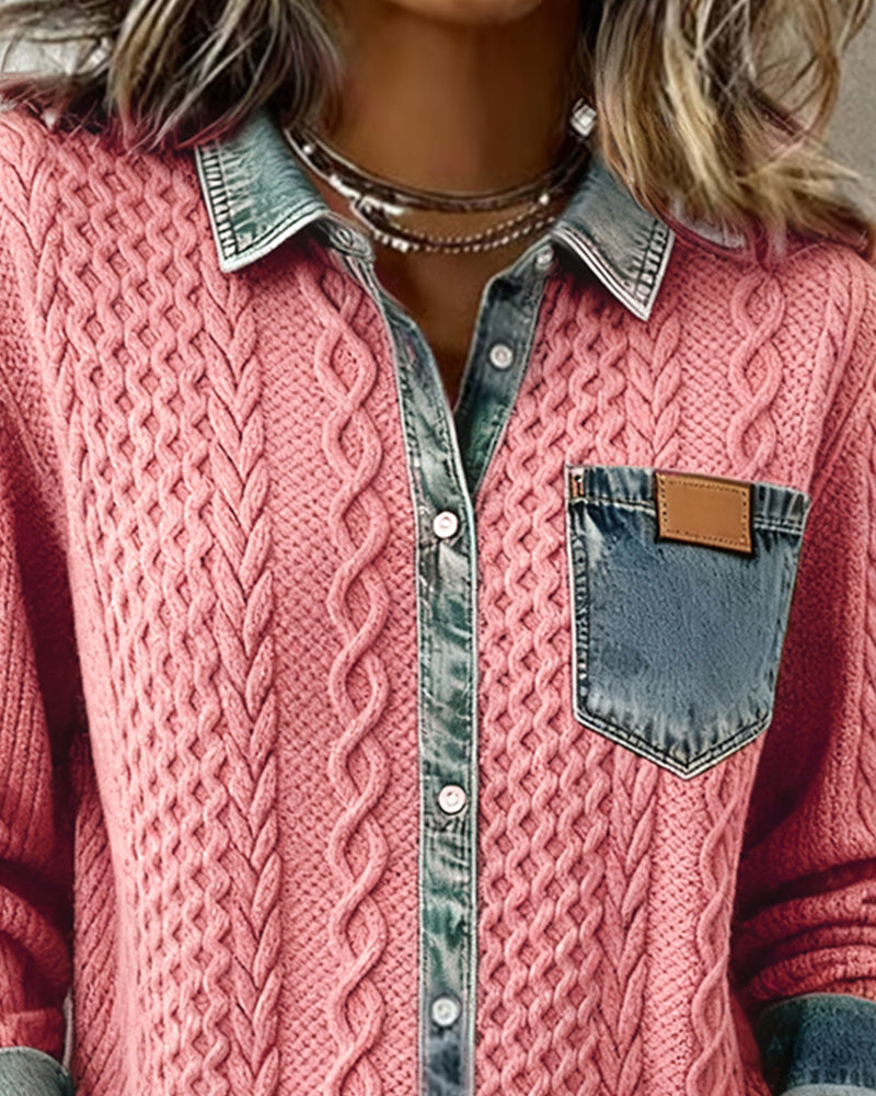 Women's Long-Sleeve Shirt with Button Closure and Classic Design