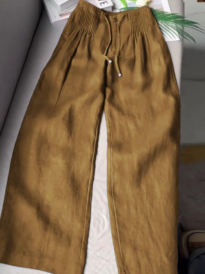 Women's Wide-Leg Trousers with Elastic Waist and Lightweight Fabric