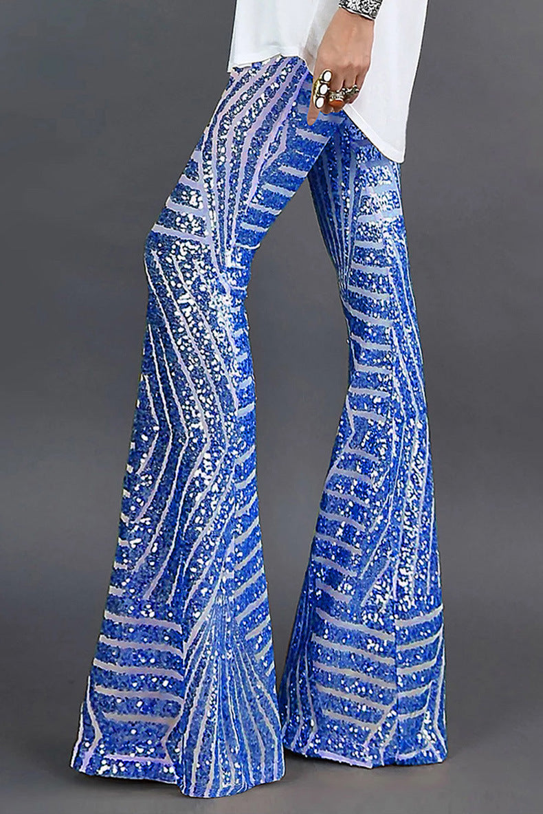 Women’s Flared Sequin Trousers | Long