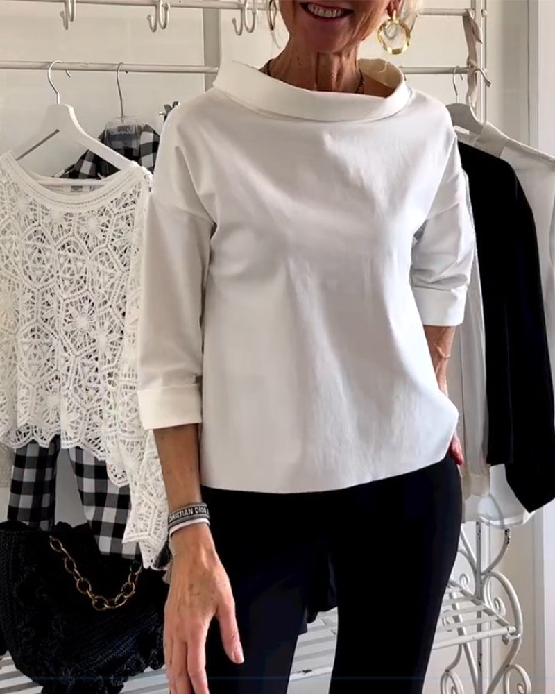 Women’s Long Sleeve Top | Waterfall Neckline