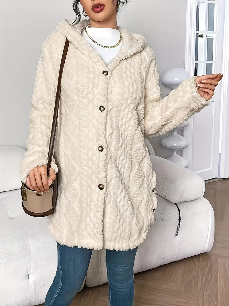Women's Hooded Cardigan with Soft Texture and Warm Design