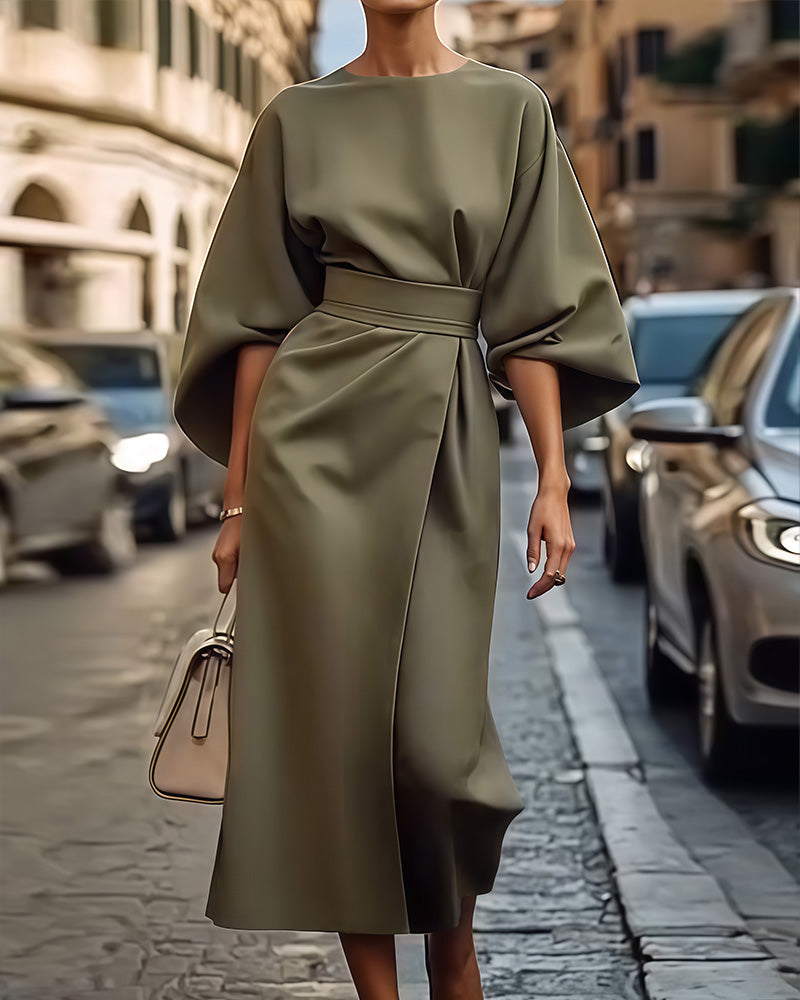 Women’s Lantern Sleeve Dress | Midi