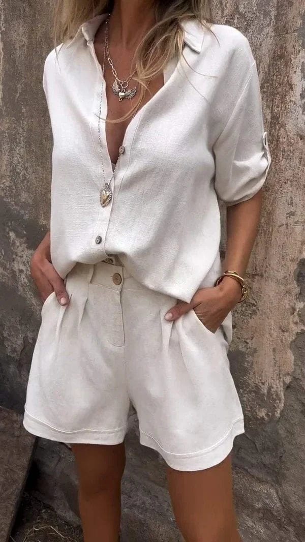 Women's Summer Shorts and Top Set with Breathable Fabric and Relaxed Fit