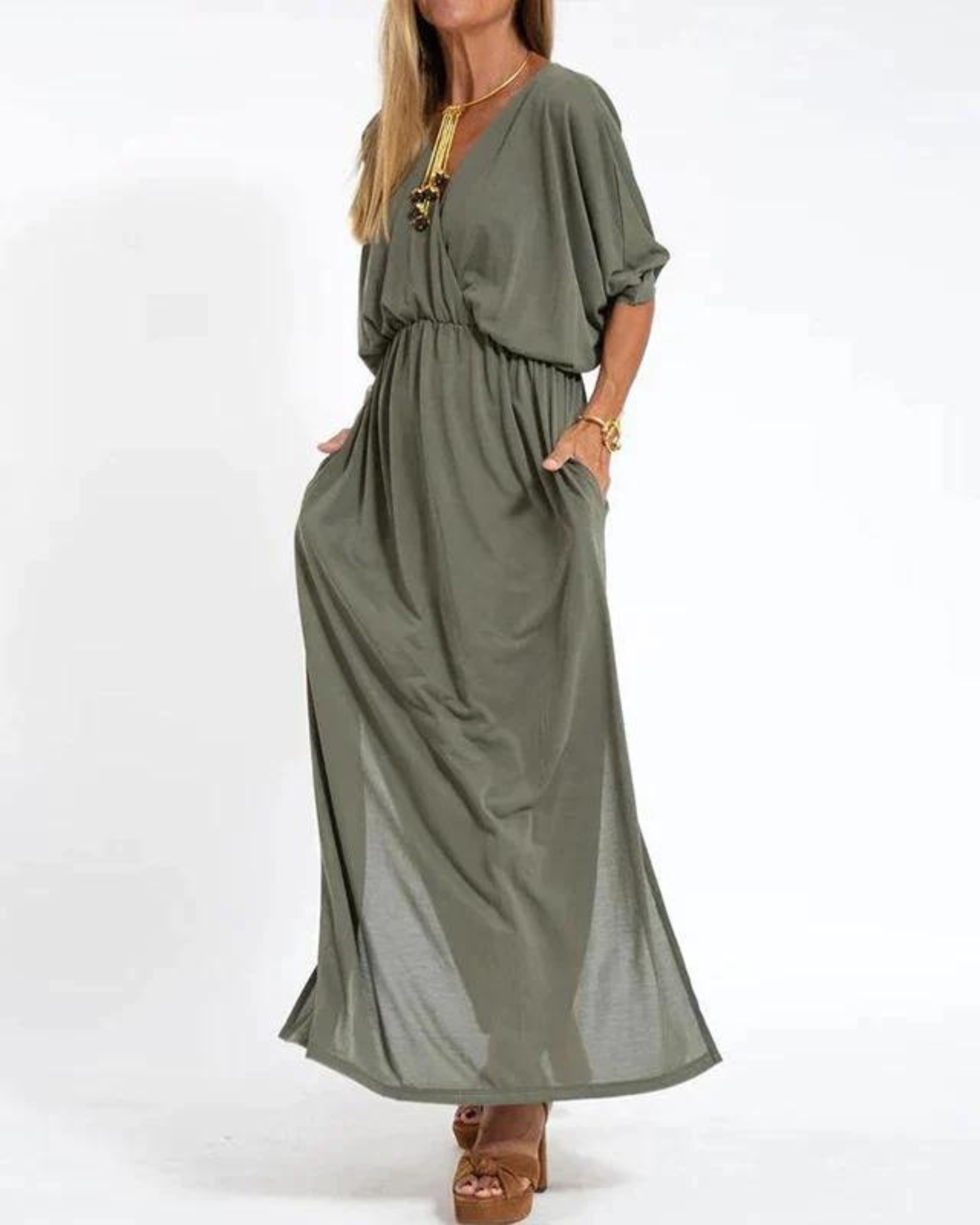Women's Long Dress with Flowy Design and Adjustable Straps