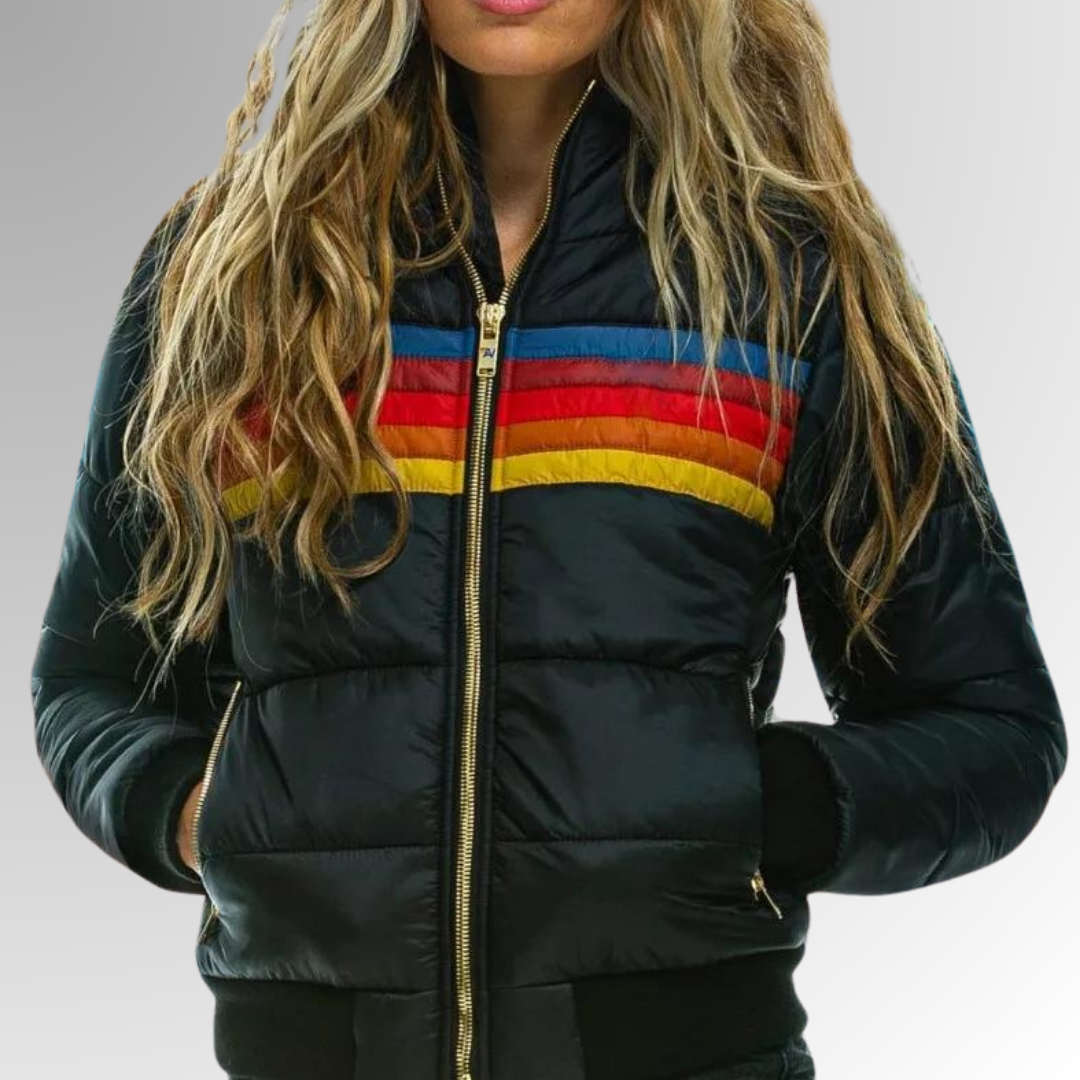 Women's Retro Zip Jacket with Functional Pockets and Adjustable Fit