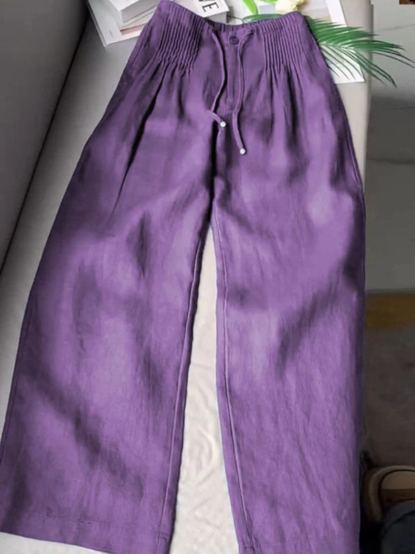 Women's Wide-Leg Trousers with Elastic Waist and Lightweight Fabric